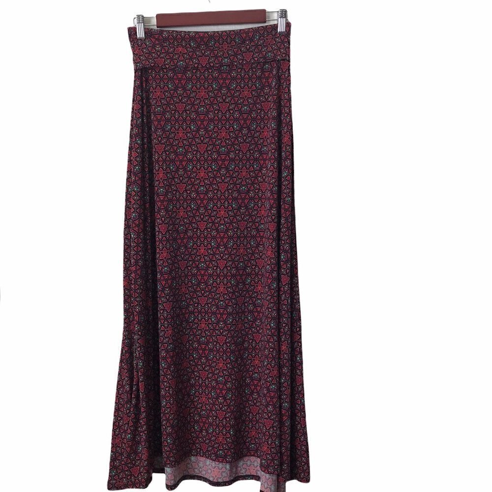 LuLaRoe Multi-color Hight Rise Stretch Yoga Band A-Line Maxi High-Low Skirt